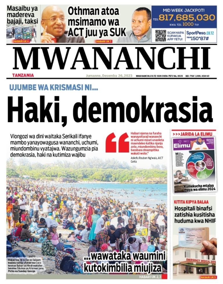 PITIA VICHWA VYA HABARI KATIKA MAGAZETI YA LEO DESEMBA 26,2023