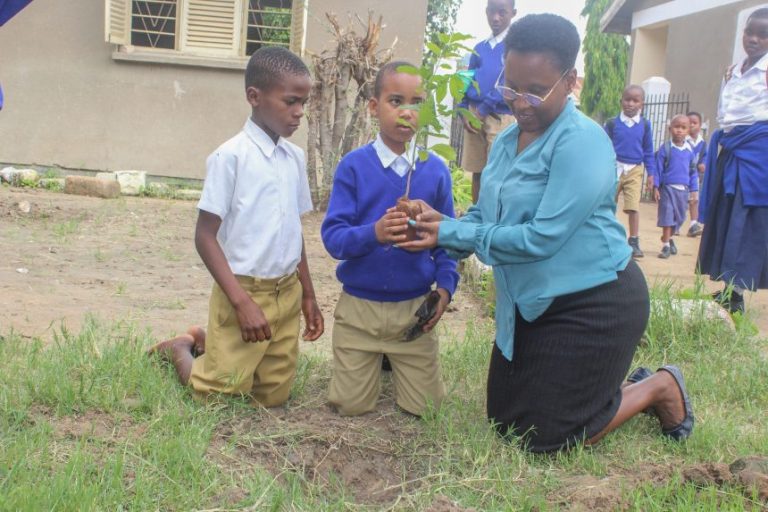 WANACHAMA KLABU YA MAADILI SHULE YA MSINGI CHADULU JIJINI DODOMA WASHIRIKI ZOEZI LA UPANDAJI MITI
