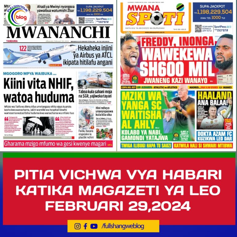PITIA VICHWA VYA HABARI KATIKA MAGAZETI YA LEO FEBRUARI 29,2024