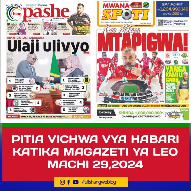 PITIA VICHWA VYA HABARI KATIKA MAGAZETI YA LEO MACHI 29,2024