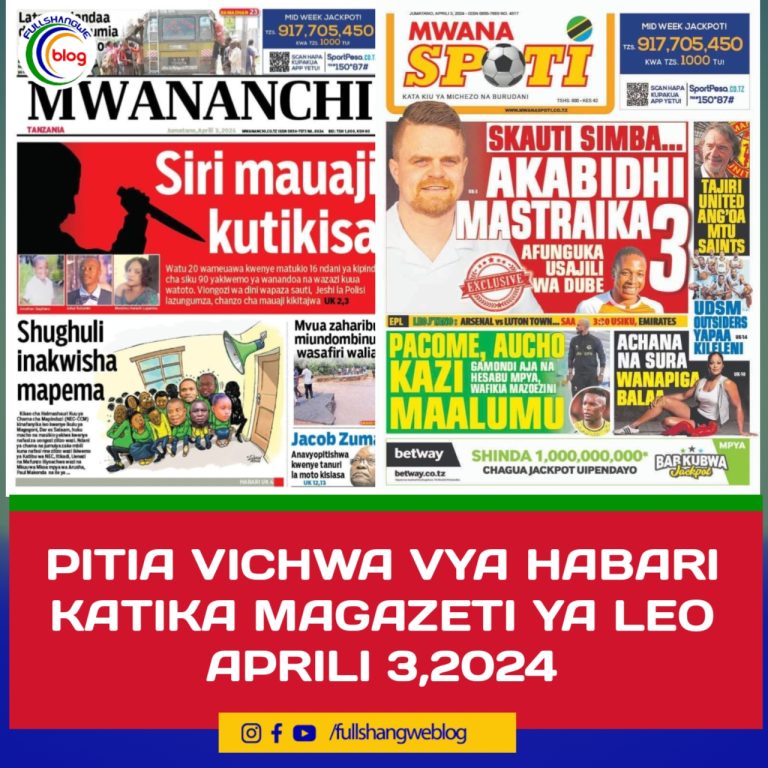 PITIA VICHWA VYA HABARI KATIKA MAGAZETI YA LEO APRILI 3,2024