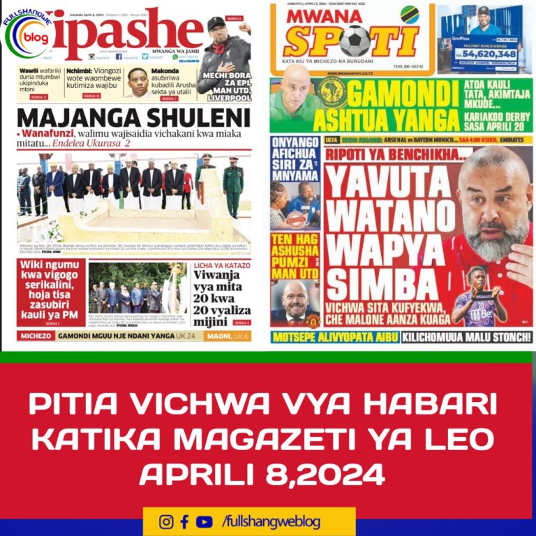 PITIA VICHWA VYA HABARI KATIKA MAGAZETI YA LEO APRILI 8,2024