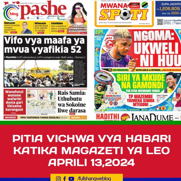 PITIA VICHWA VYA HABARI KATIKA MAGAZETI YA LEO APRILI 13,2024