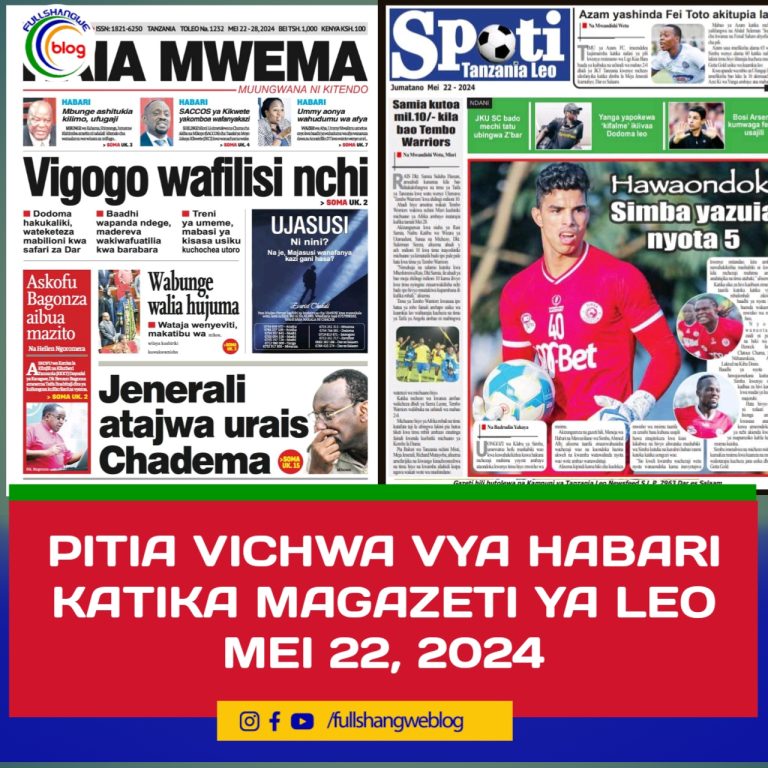 PITIA VICHWA VYA HABARI KATIKA MAGAZETI YA LEO MEI 22, 2024