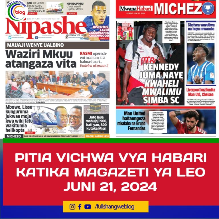 PITIA VICHWA VYA HABARI KATIKA MAGAZETI YA LEO JUNI 21, 2024