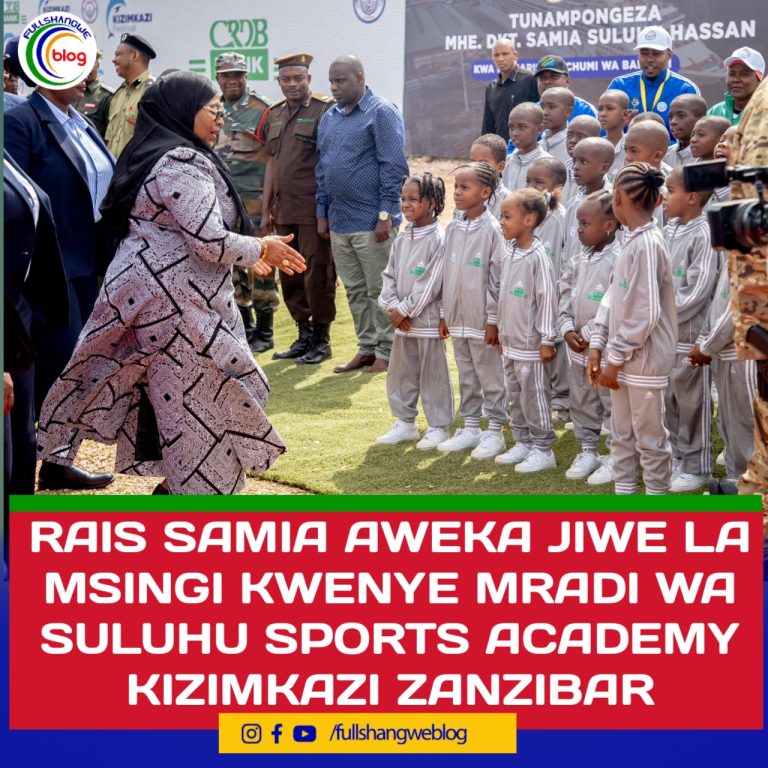 RAIS SAMIA AWEKA JIWE LA MSINGI KWENYE MRADI WA SULUHU SPORTS ACADEMY KIZIMKAZI ZANZIBAR