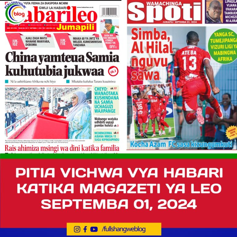 PITIA VICHWA VYA HABARI KATIKA MAGAZETI YA LEO SEPTEMBA 01, 2024