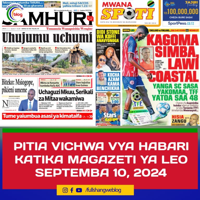 PITIA VICHWA VYA HABARI KATIKA MAGAZETI YA LEO SEPTEMBA 10, 2024