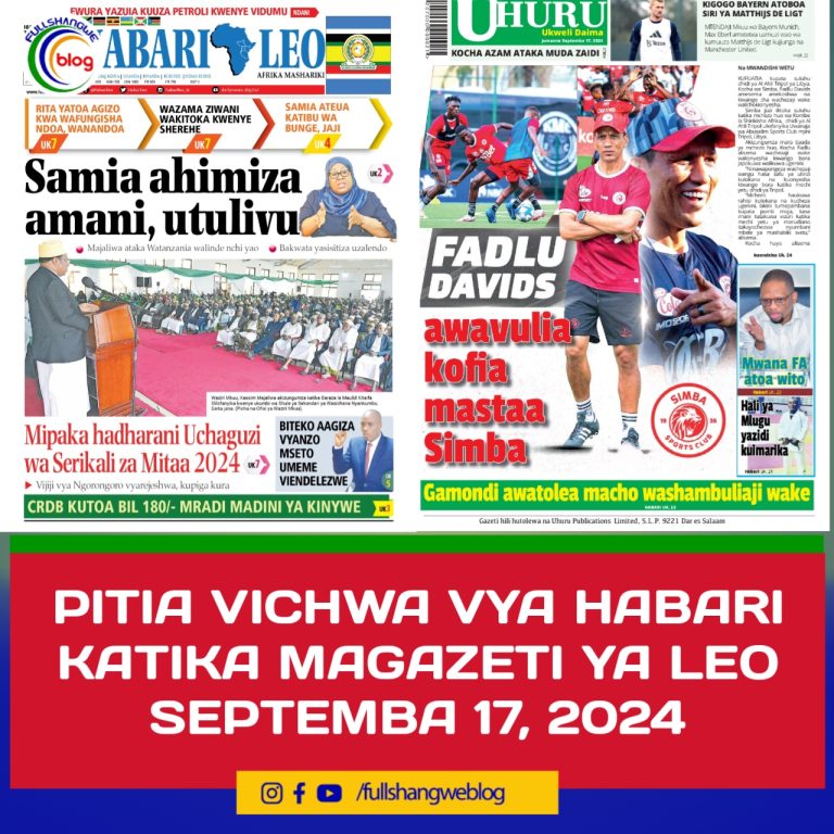 PITIA VICHWA VYA HABARI KATIKA MAGAZETI YA LEO SEPTEMBA 17, 2024