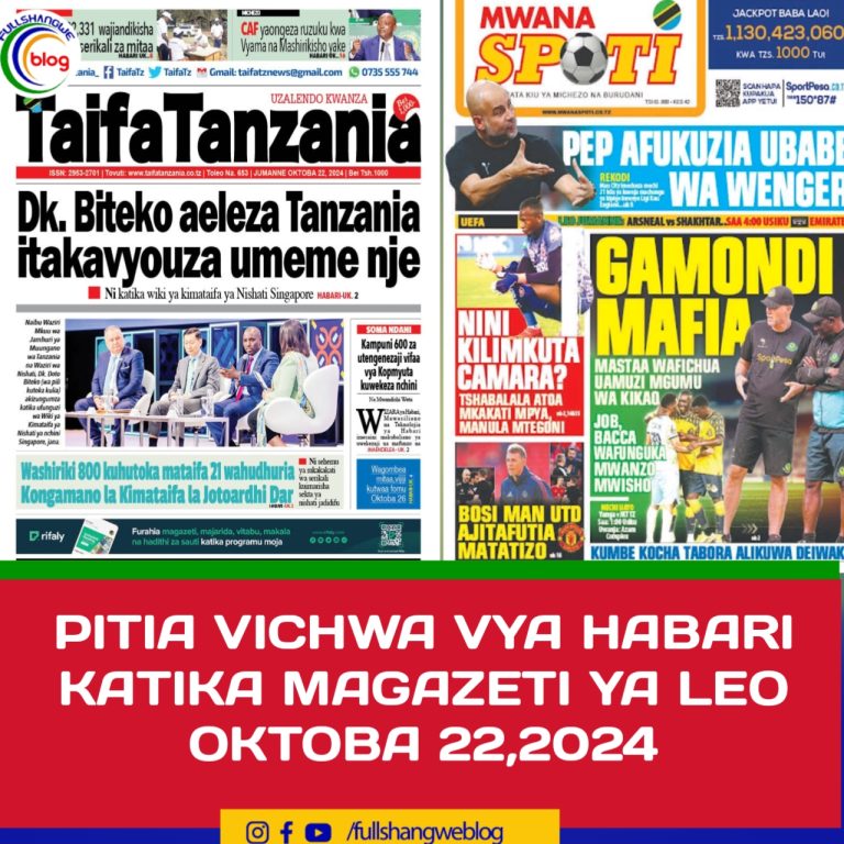 PITIA VICHWA VYA HABARI KATIKA MAGAZETI YA LEO OKTOBA 22,2024