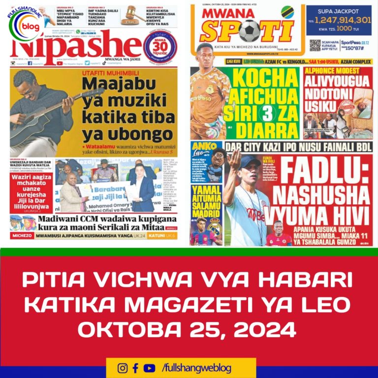 PITIA VICHWA VYA HABARI KATIKA MAGAZETI YA LEO OKTOBA 25, 2024