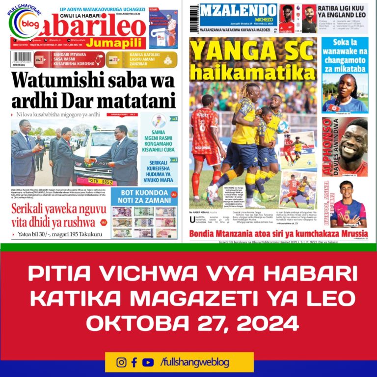 PITIA VICHWA VYA HABARI KATIKA MAGAZETI YA LEO OKTOBA 27, 2024
