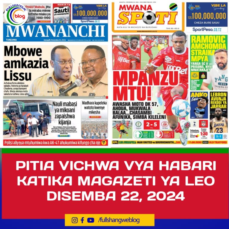 PITIA VICHWA VYA HABARI KATIKA MAGAZETI YA LEO DISEMBA 22, 2024