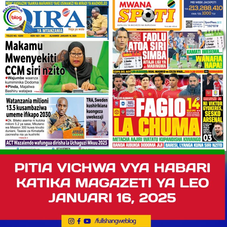 PITIA VICHWA VYA HABARI KATIKA MAGAZETI YA LEO JANUARI 16, 2025