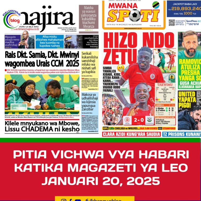 PITIA VICHWA VYA HABARI KATIKA MAGAZETI YA LEO JANUARI 20, 2025