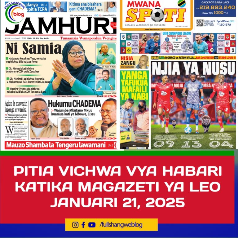 PITIA VICHWA VYA HABARI KATIKA MAGAZETI YA LEO JANUARI 21, 2025