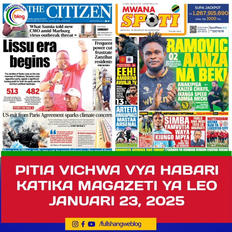 PITIA VICHWA VYA HABARI KATIKA MAGAZETI YA LEO JANUARI 23, 2025