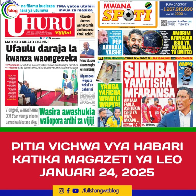 PITIA VICHWA VYA HABARI KATIKA MAGAZETI YA LEO JANUARI 24, 2025