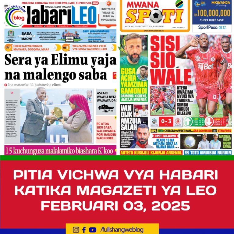 PITIA VICHWA VYA HABARI KATIKA MAGAZETI YA LEO FEBRUARI 03, 2025
