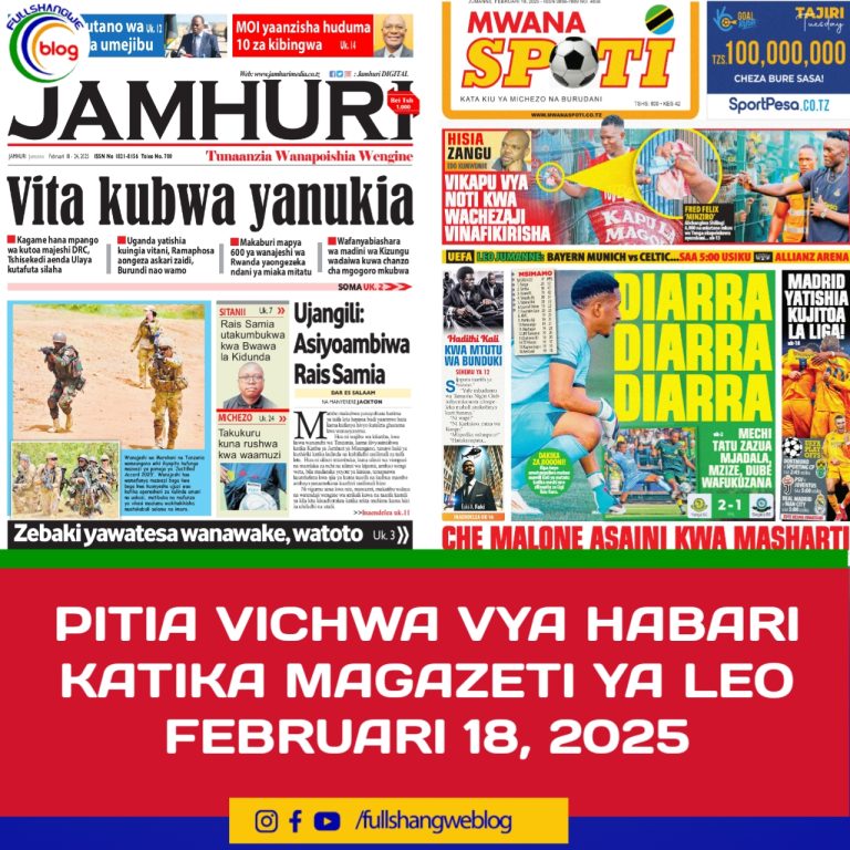 PITIA VICHWA VYA HABARI KATIKA MAGAZETI YA LEO FEBRUARI 18, 2025