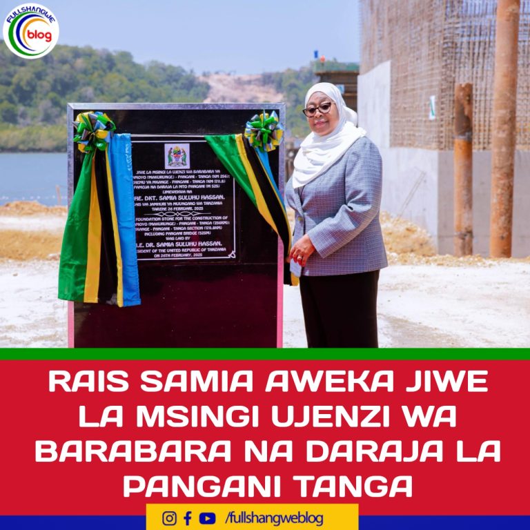 RAIS SAMIA AWEKA JIWE LA MSINGI UJENZI WA BARABARA NA DARAJA LA PANGANI TANGA