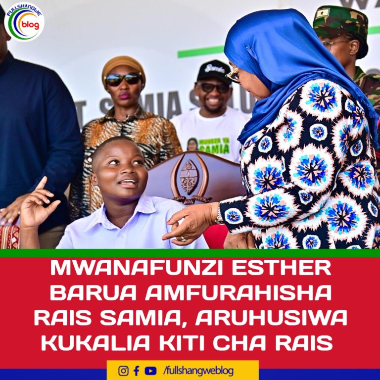 MWANAFUNZI ESTHER BARUA AMFURAHISHA RAIS SAMIA, ARUHUSIWA KUKALIA KITI CHA RAIS