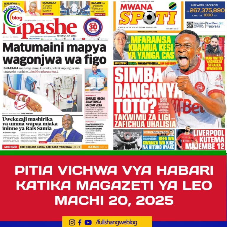 PITIA VICHWA VYA HABARI KATIKA MAGAZETI YA LEO MACHI 20, 2025