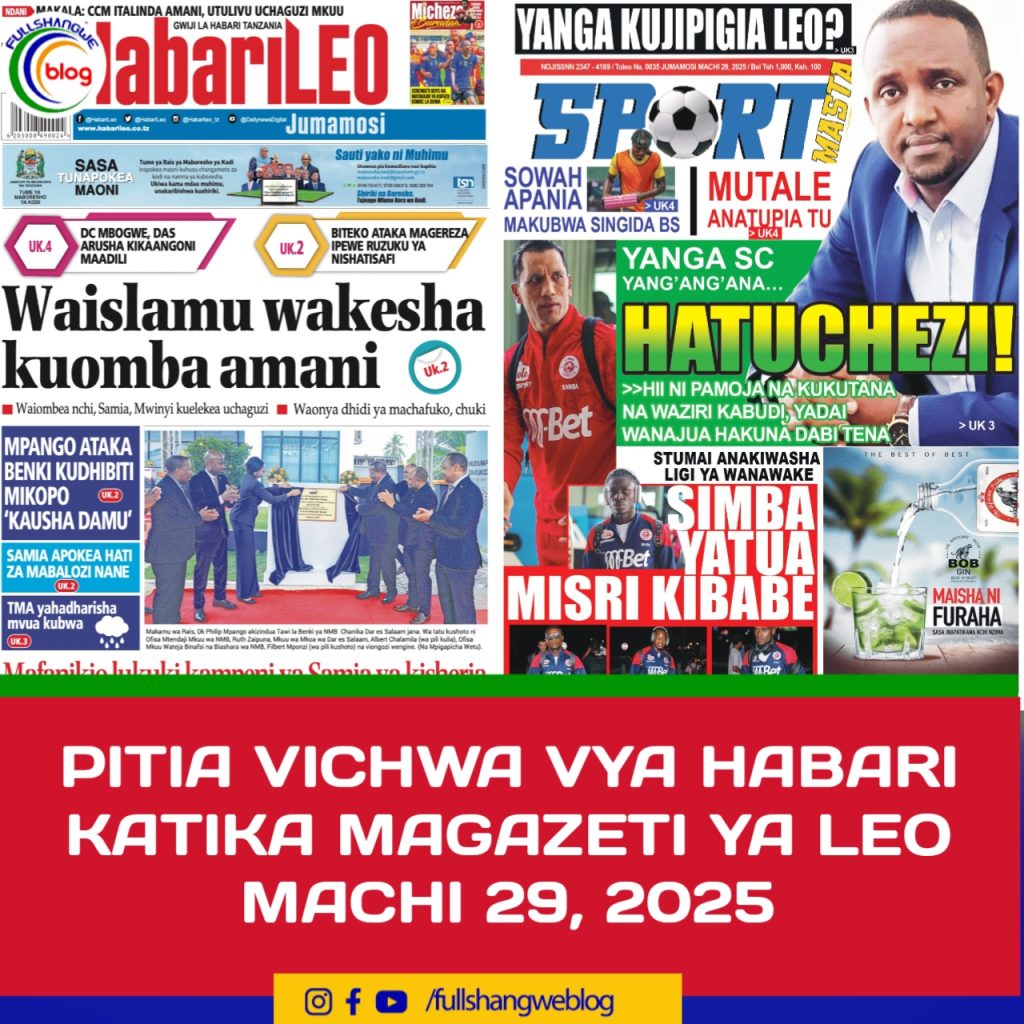 PITIA VICHWA VYA HABARI KATIKA MAGAZETI YA LEO MACHI 29, 2025