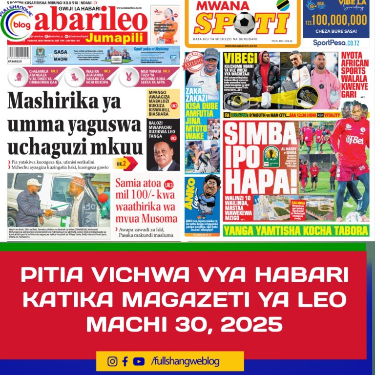 PITIA VICHWA VYA HABARI KATIKA MAGAZETI YA LEO MACHI 30, 2025
