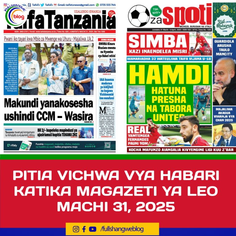 PITIA VICHWA VYA HABARI KATIKA MAGAZETI YA LEO MACHI 31, 2025