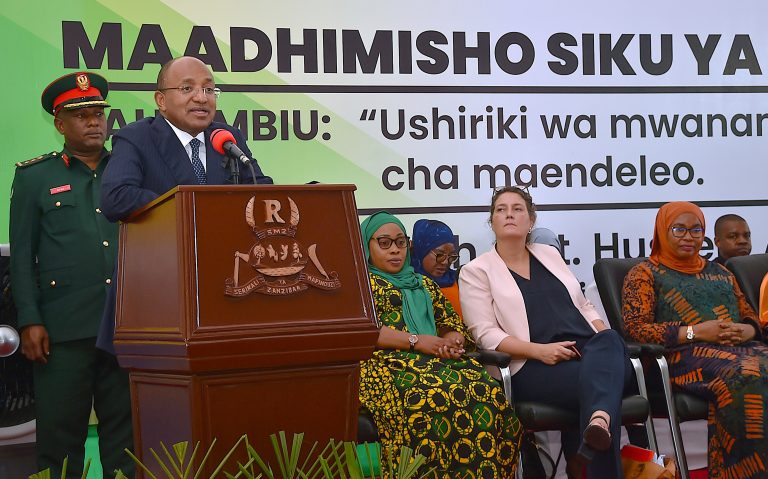 RAIS WA ZANZIBAR MHE.DK.HUSSEIN ALI MWINYI AHUTUBIA MAADHIMISHO YA SIKU YA WANAWAKE DUNIANI UKUMBI WA MAONESHO NYAMAZI ZANZIBAR