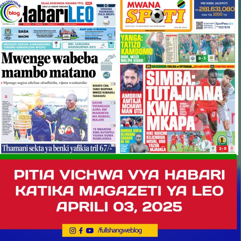 PITIA VICHWA VYA HABARI KATIKA MAGAZETI YA LEO APRILI 03, 2025