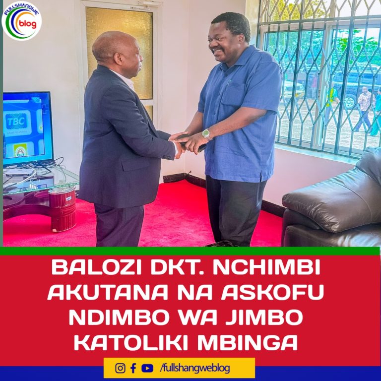 BALOZI DKT. NCHIMBI AKUTANA NA ASKOFU NDIMBO WA JIMBO KATOLIKI MBINGA