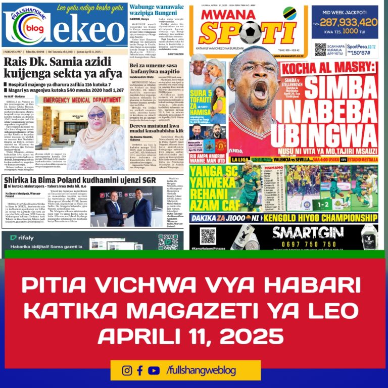 PITIA VICHWA VYA HABARI KATIKA MAGAZETI YA LEO APRILI 11, 2025