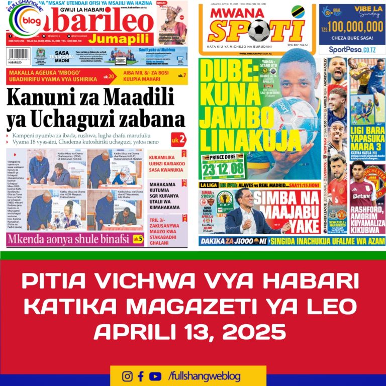 PITIA VICHWA VYA HABARI KATIKA MAGAZETI YA LEO APRILI 13, 2025
