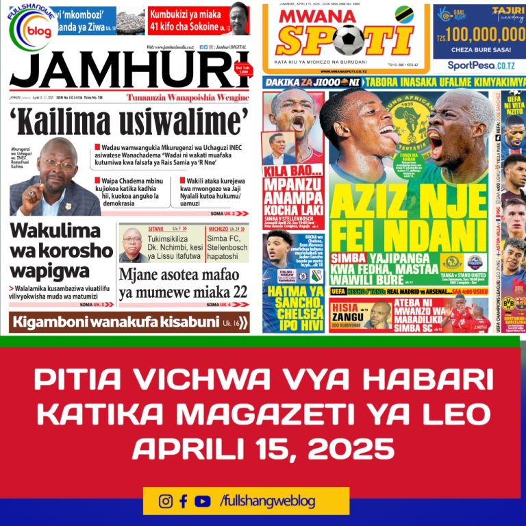 PITIA VICHWA VYA HABARI KATIKA MAGAZETI YA LEO APRILI 15, 2025