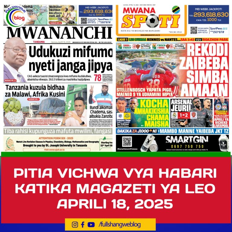 PITIA VICHWA VYA HABARI KATIKA MAGAZETI YA LEO APRILI 18, 2025