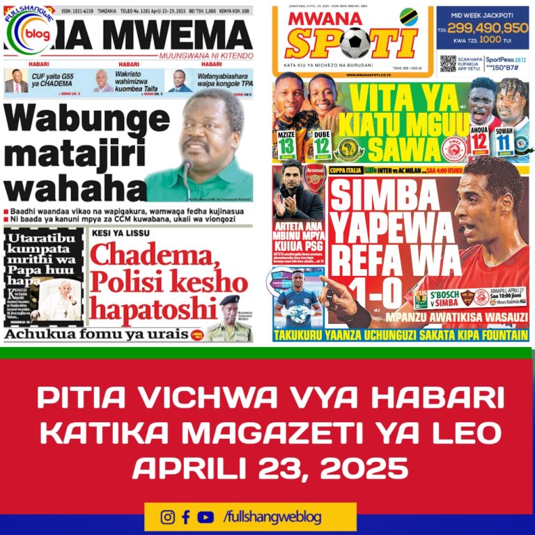 PITIA VICHWA VYA HABARI KATIKA MAGAZETI YA LEO APRILI 23, 2025