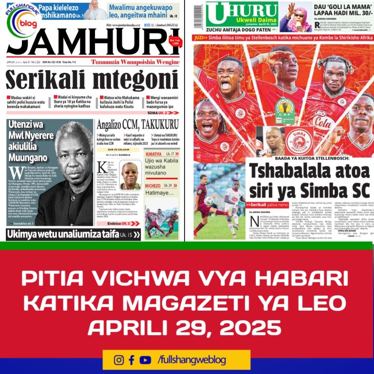 PITIA VICHWA VYA HABARI KATIKA MAGAZETI YA LEO APRILI 29, 2025