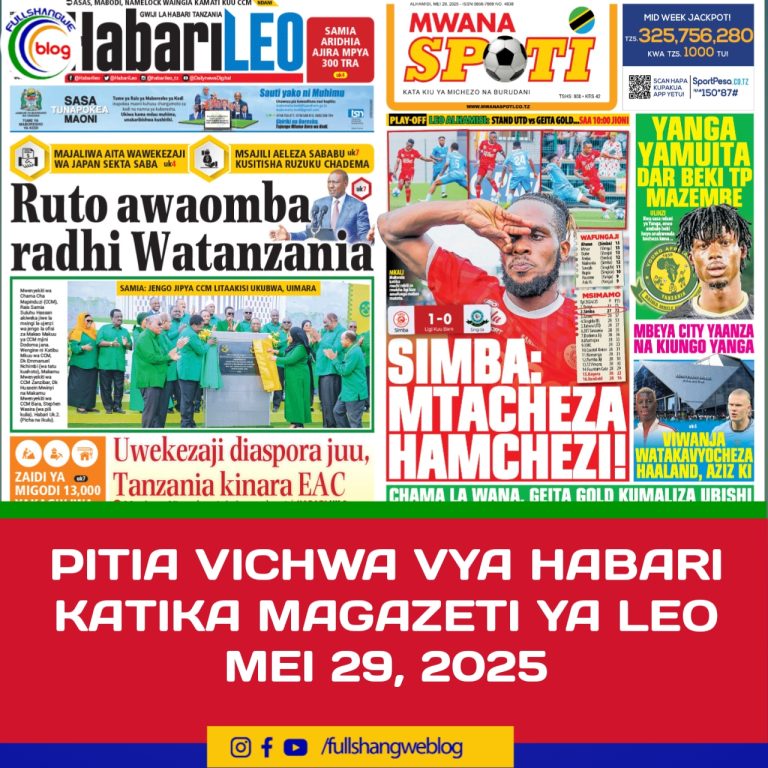 PITIA VICHWA VYA HABARI KATIKA MAGAZETI YA LEO MEI 29, 2025