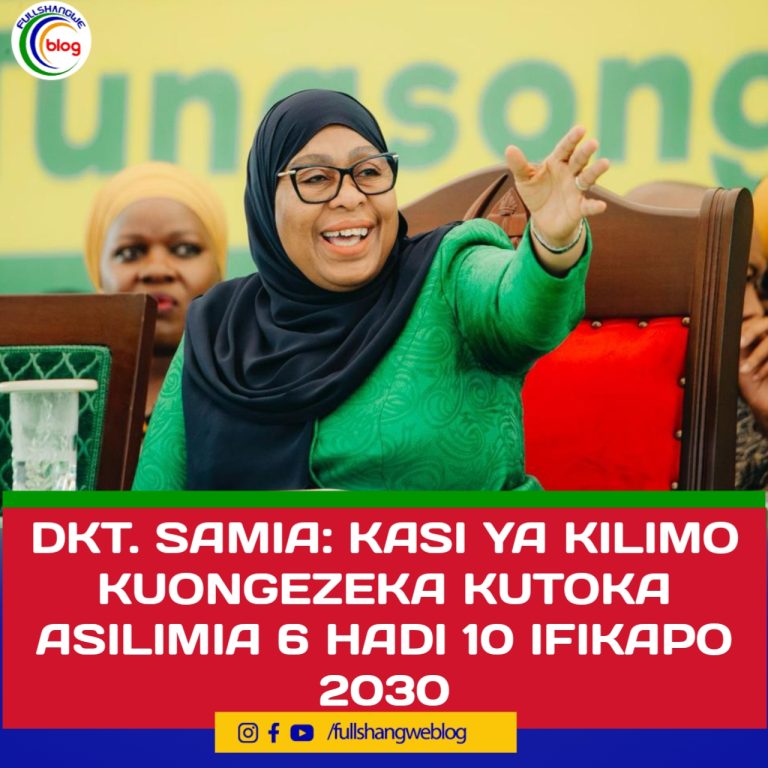 DKT. SAMIA: KASI YA KILIMO KUONGEZEKA KUTOKA ASILIMIA 6 HADI 10 IFIKAPO 2030