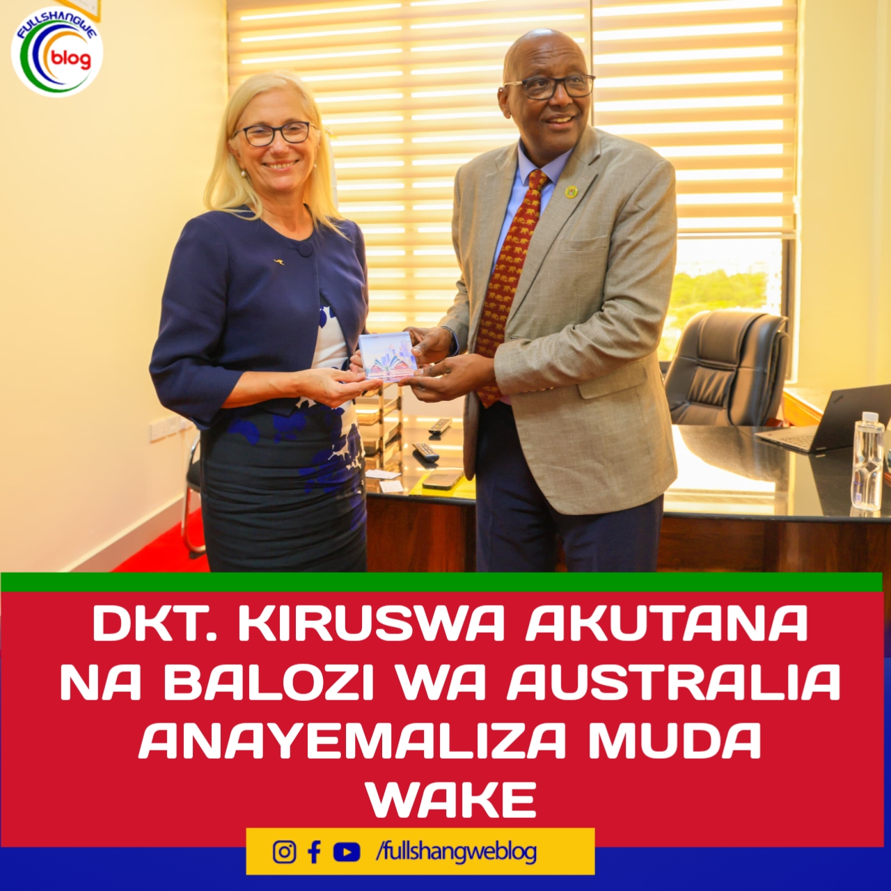 DKT. KIRUSWA AKUTANA NA BALOZI WA AUSTRALIA ANAYEMALIZA MUDA WAKE