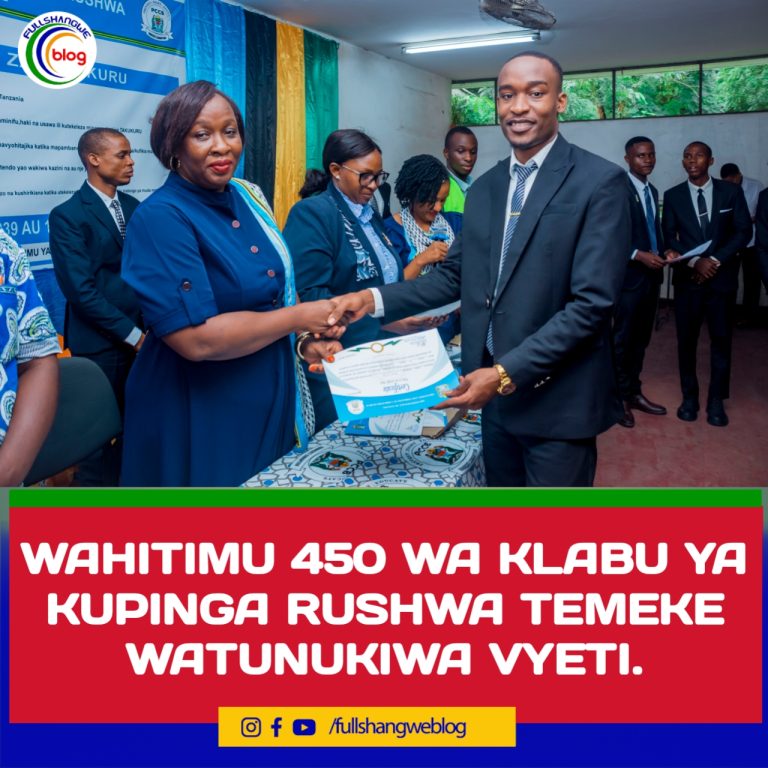WAHITIMU 450 WA KLABU YA KUPINGA RUSHWA TEMEKE WATUNUKIWA VYETI.