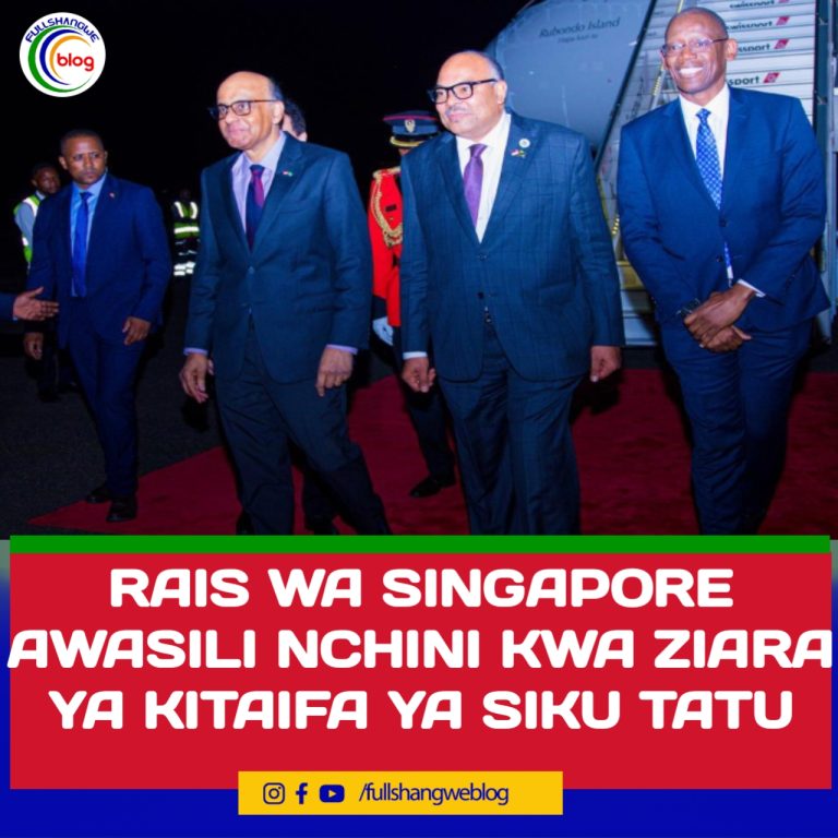 RAIS WA SINGAPORE AWASILI NCHINI KWA ZIARA YA KITAIFA YA SIKU TATU