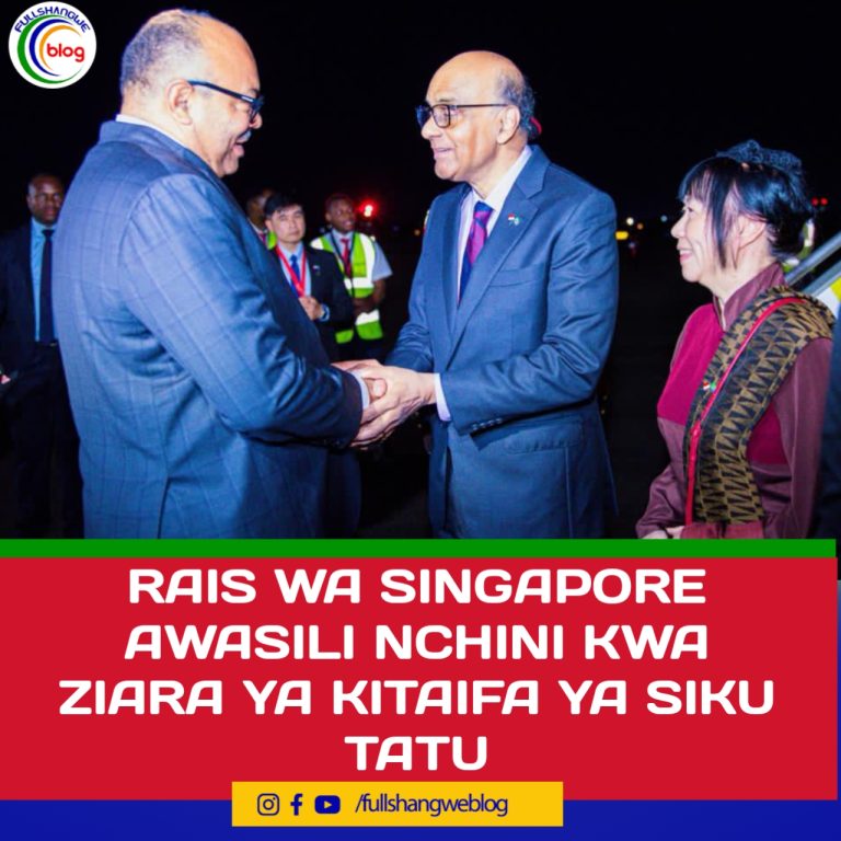 RAIS WA SINGAPORE AWASILI NCHINI KWA ZIARA YA KITAIFA YA SIKU TATU
