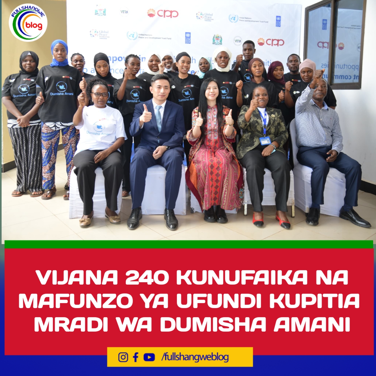 VIJANA 240 KUNUFAIKA NA MAFUNZO YA UFUNDI KUPITIA MRADI WA DUMISHA AMANI