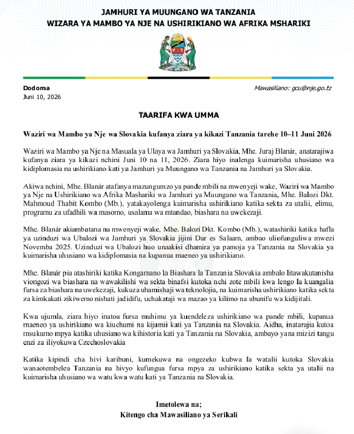TAARIFA  ILIYOTUFIKIA MUDA HUU