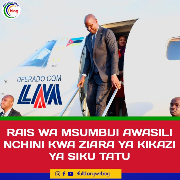 RAIS WA MSUMBIJI AWASILI NCHINI KWA ZIARA YA KIKAZI YA SIKU TATU