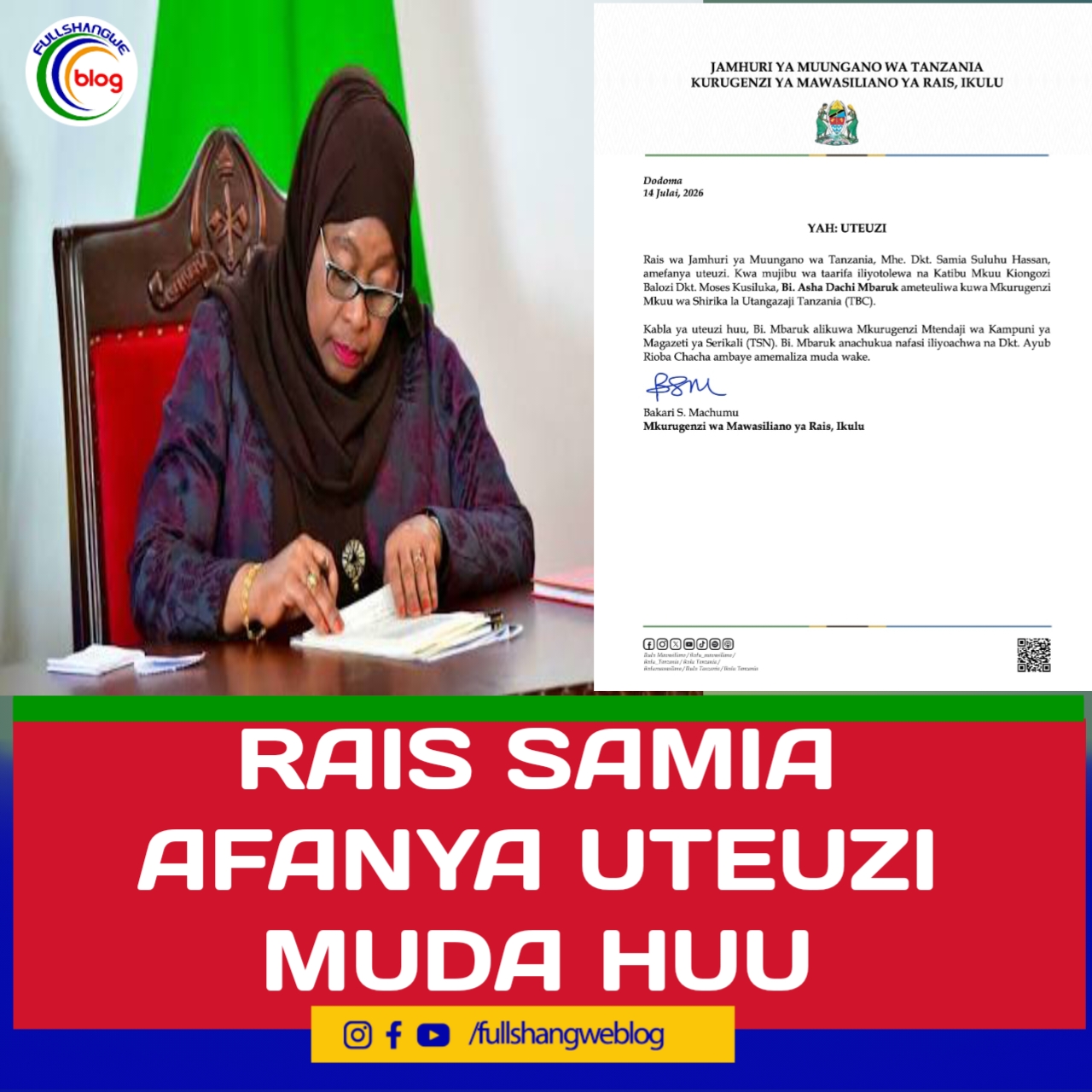 RAIS SAMIA AFANYA UTEUZI  MUDA HUU