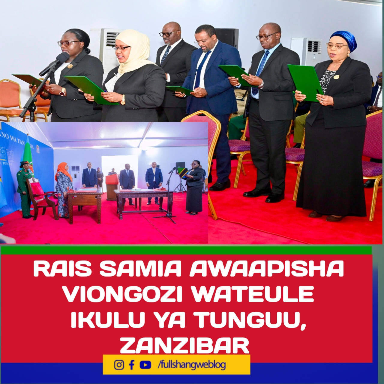 RAIS SAMIA AWAAPISHA VIONGOZI WATEULE IKULU YA TUNGUU, ZANZIBAR
